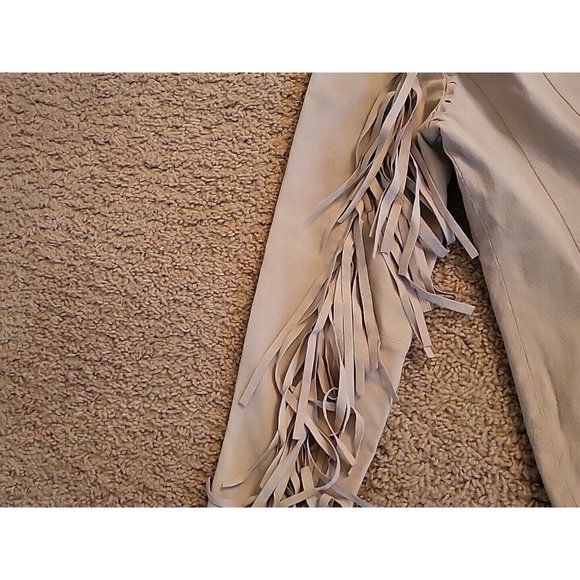 Native American Women's Western Real Leather Jacket With Fringe Hand Made Work - Picture 10 of 16